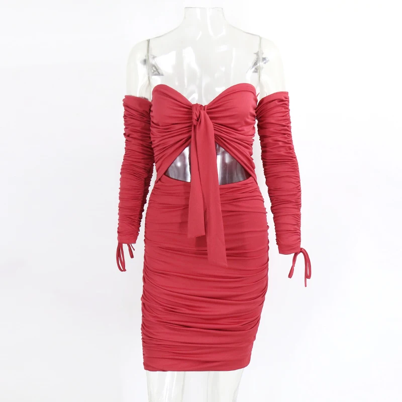 Летнее красное сексуальное женское платье Fuedage бандажные облегающие платья с