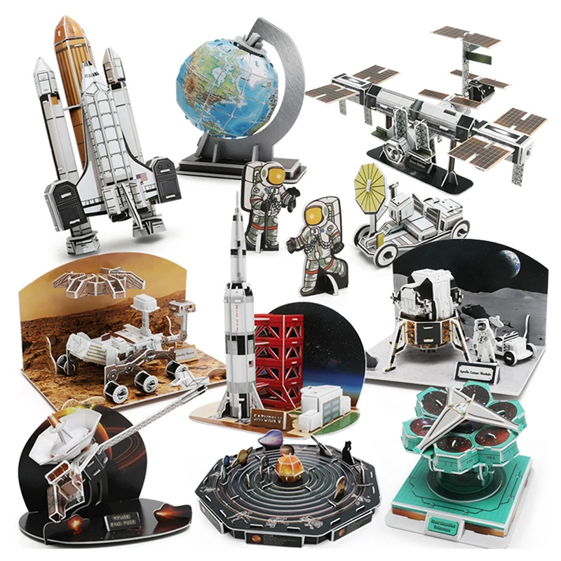 

DIY 3D Assembly Puzzle Paper Dimensional Model Space Rocket Aviation Series Jigsaw Science Educational Toys for Children Gift