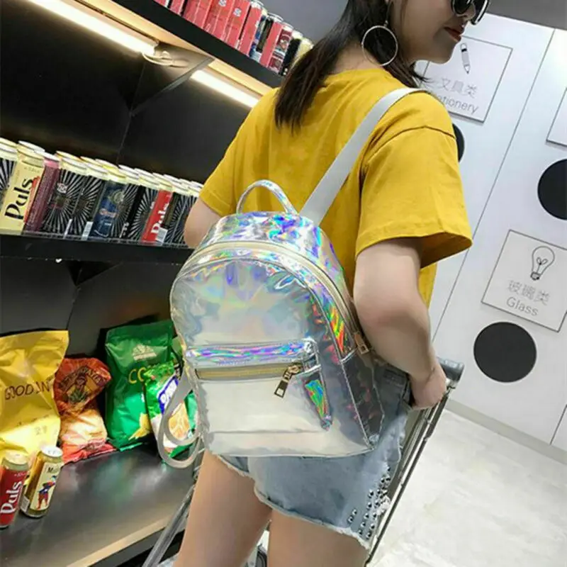 Женский мини-рюкзак из искусственной кожи яркий блестящий рюкзак на плечо