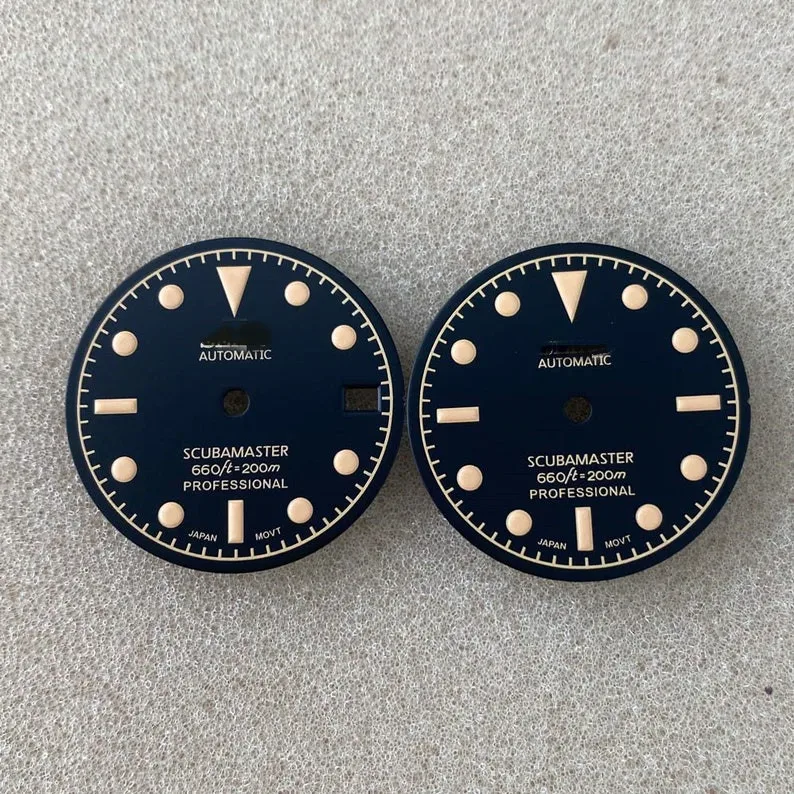 28.5mm blackN H35 dial Vintage with Green Luminous for SKX007/009 Diver Turtle mod fit NH35 NH36 6R Movement