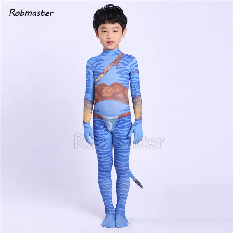 Детский костюм для косплея Аватара 2 с хвостом мальчиков и девочек комбинезон