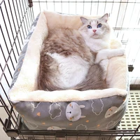 warm cat cage cushion winter cat nest cage enclosure thickened velvet be tied fixed with rope pet nest cats products for pets