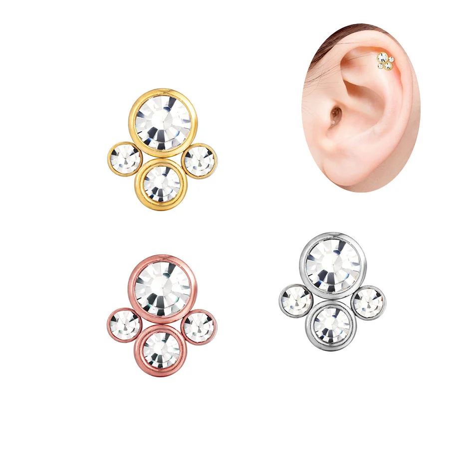 

Медицинские сверкающие серьги Для Пирсинга Ушей из циркония, ювелирные изделия для прокола уха, козелка уха, спирального хряща, хрустальные...