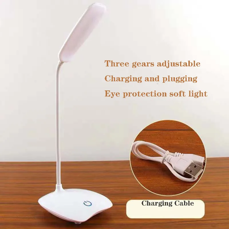 

led desk lamp rechargeable touch switch office study reading light dormitory bedroom bedside night light touch lamp bedside DC