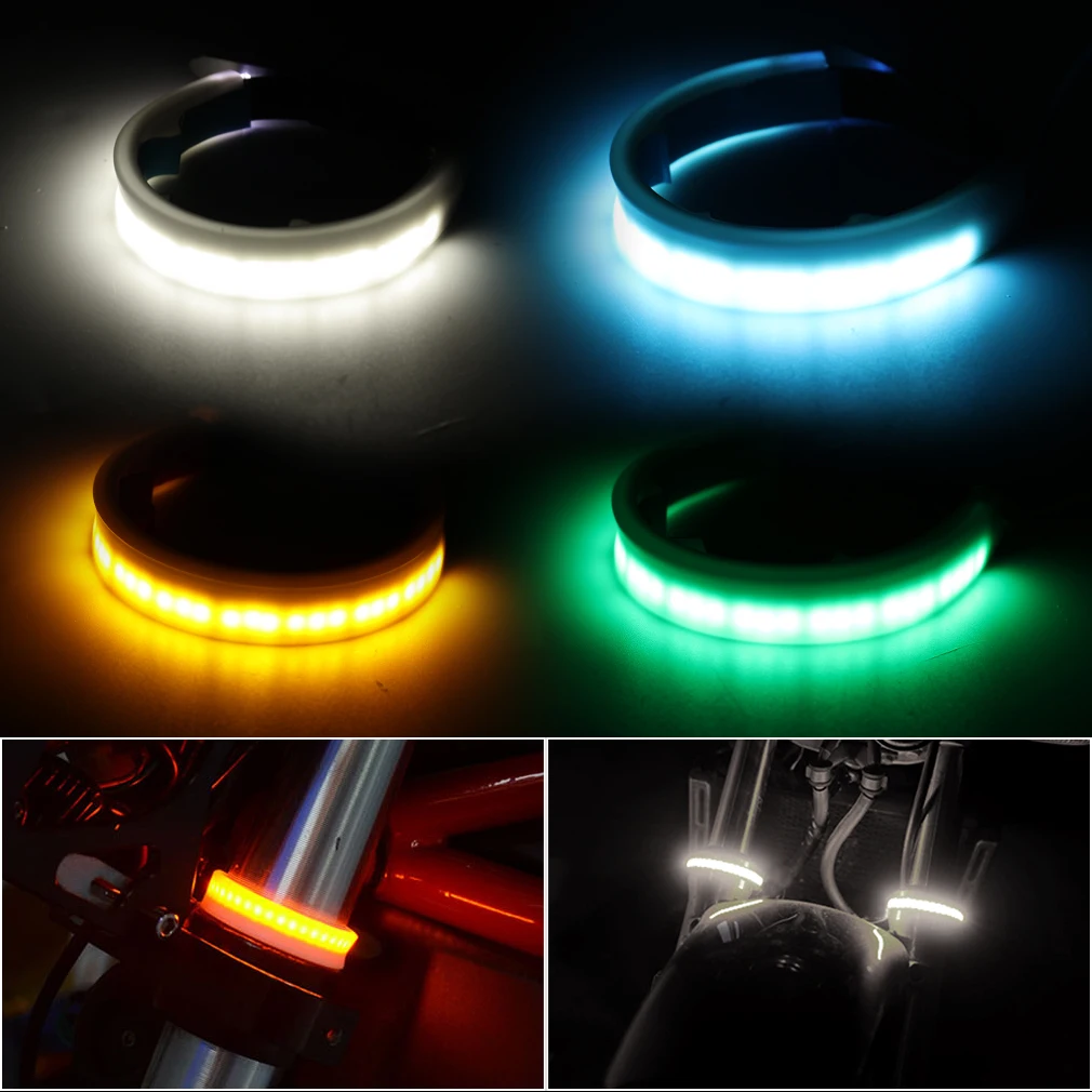 

H Universal Flexible LED Motorcycle Light Strip Tail Moto Turn Signal Rear Brake Stop Bulb Fork Lamp Motorbike Accessories