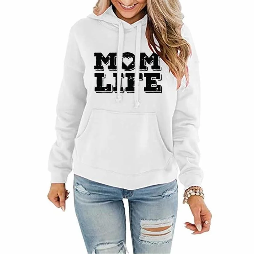 

Женская толстовка с капюшоном Mom Life, Повседневная Толстовка с капюшоном и рождественским принтом Kpop, модная толстовка, женские пуловеры