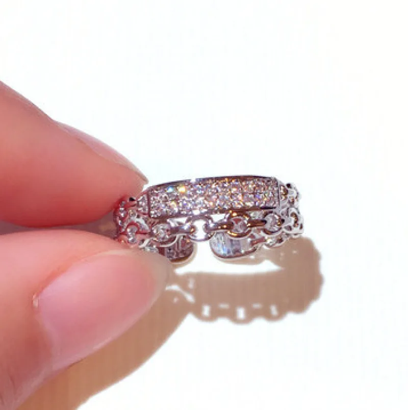 

MOFLO розовое серебряное кольцо вечности CZ перстень кристаллы, стразы, цирконий обручальное кольцо для женщин