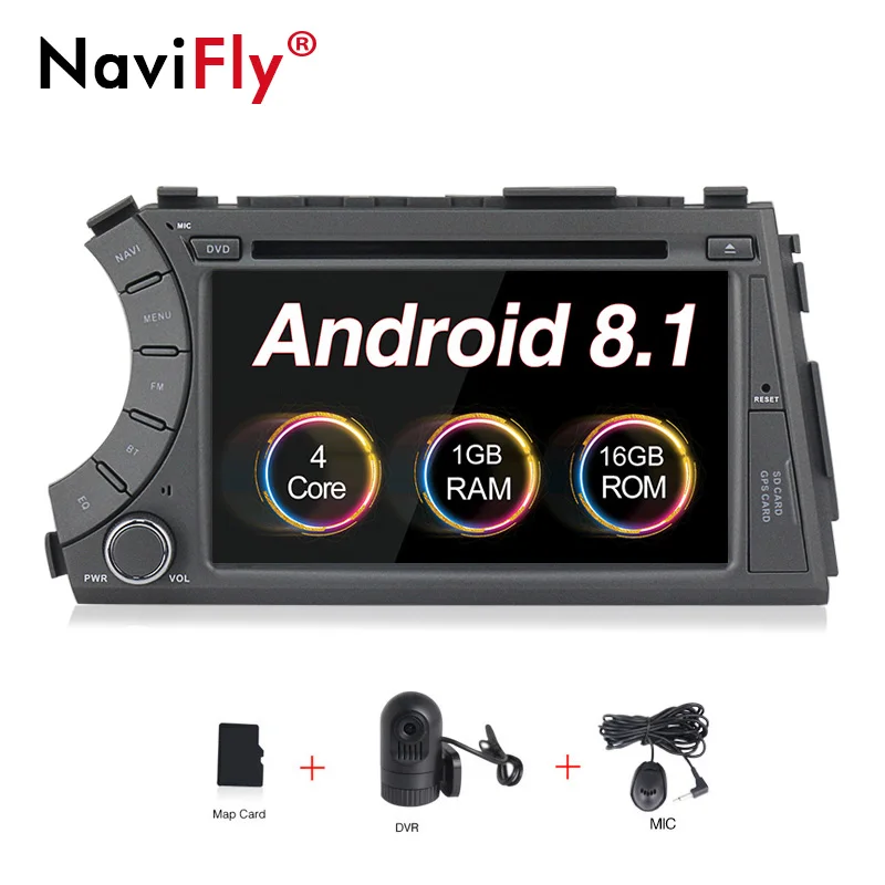 Серый NaviFly " 2din android 8,1 Автомобильный мультимедийный плеер авторадио для Ssangyong Actyon Kyron 2005-2013 автомобильный Радио gps wifi USB - Цвет: Серый