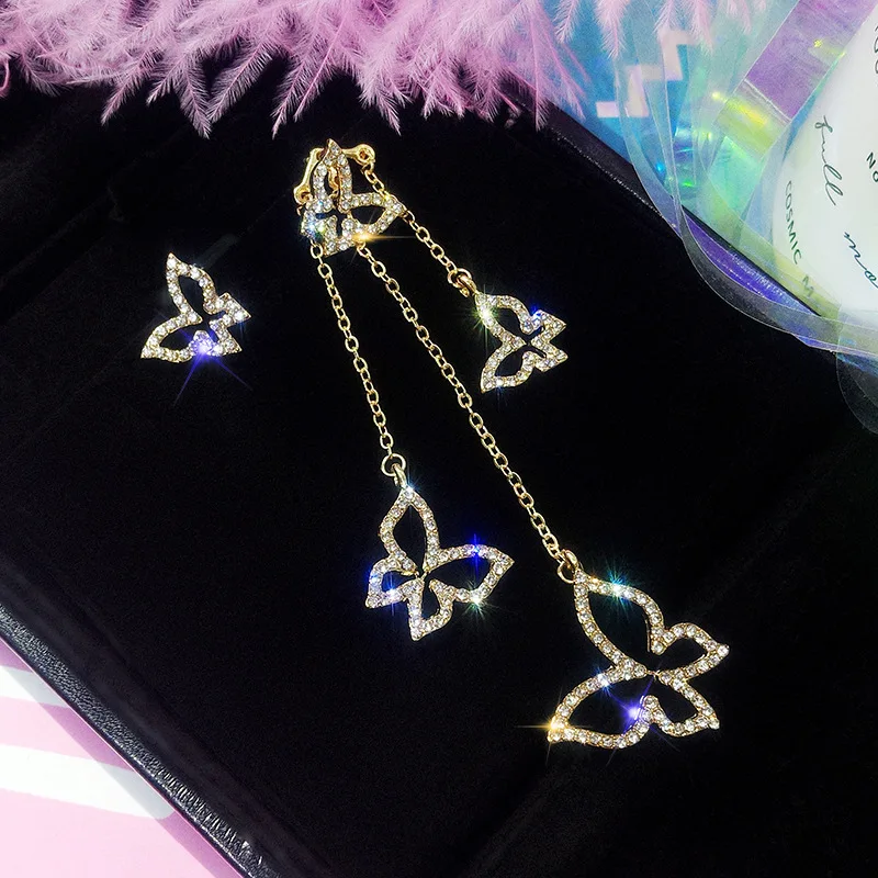 Golden butterfly Модные золотые серебряные серьги с бабочками и кисточками для женщин, простые серьги с кисточками - Окраска металла: Golden butterfly