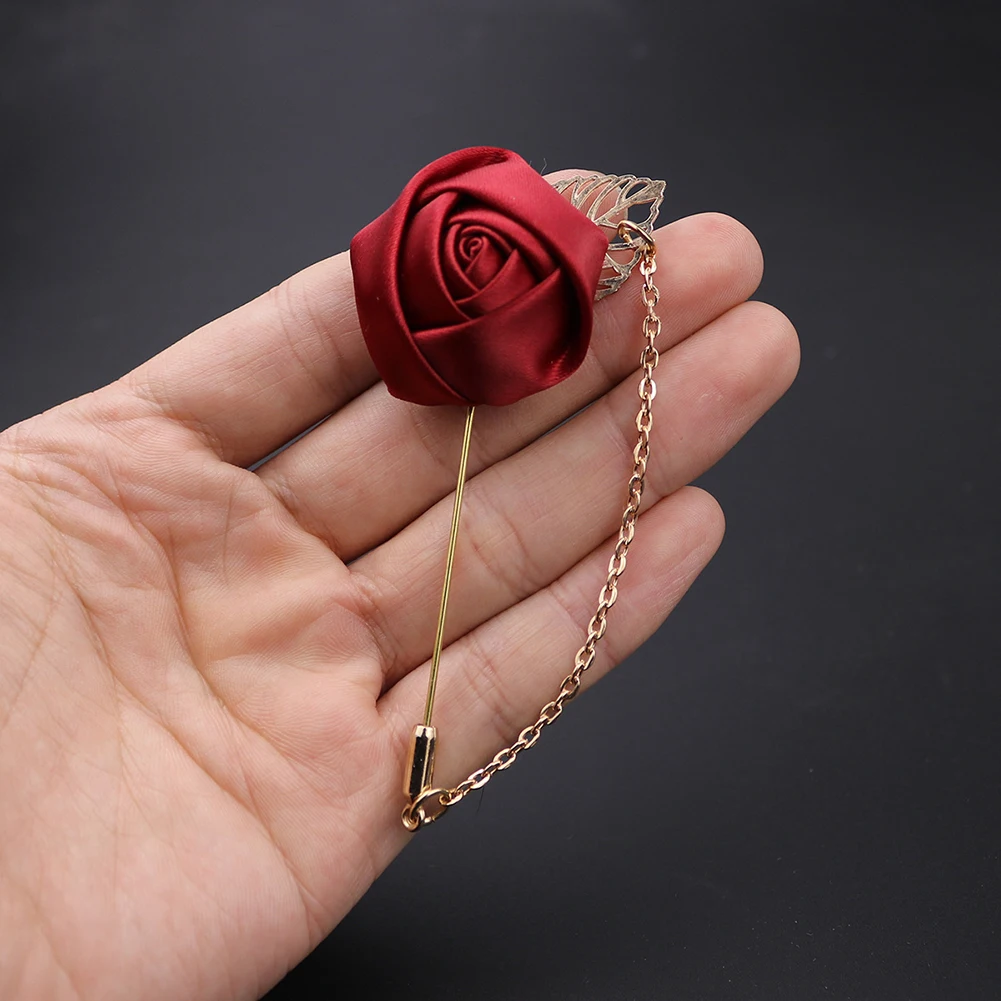 

Lady Cloth Art Fabric Flower Brooch Pin Rose Flower Leaf Cardigan Shirt Shawl Handmade Wedding Coat Badge 1Pcs Men's Brooches