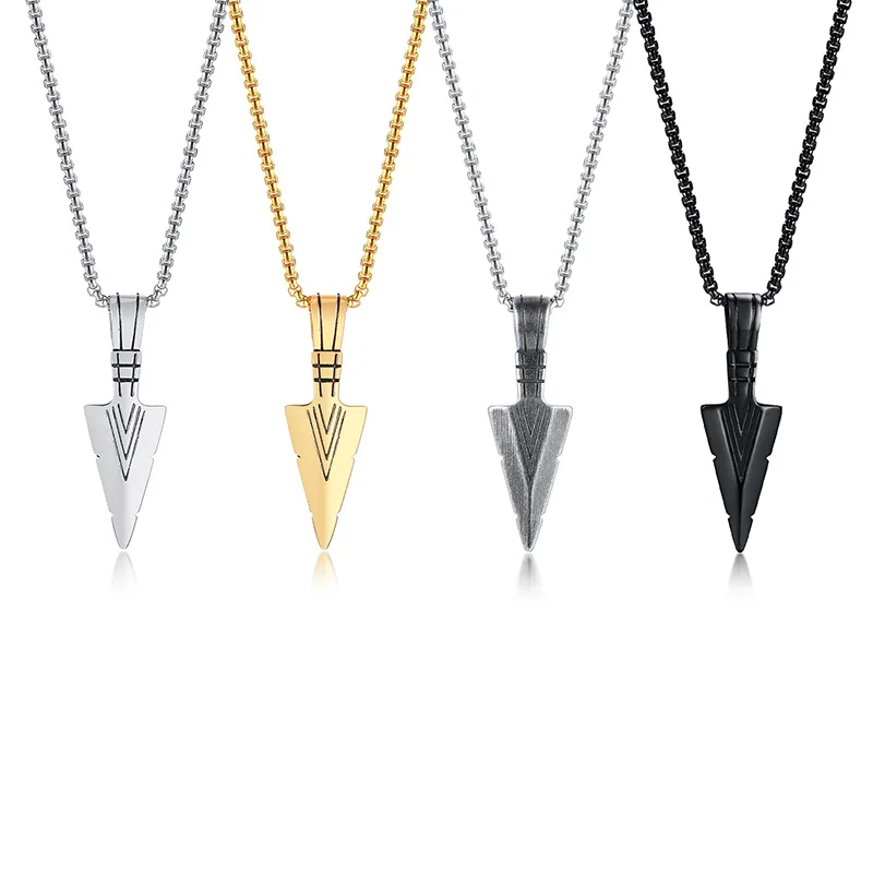 

Rock Punk Vintage Viking Spear Arrowhead Kunai Primal Necklaces for Men Gothic Stainless Steel Tribal Pendant Male Gifts Jewelry