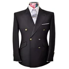 Пиджак YIWUMENSA, двубортный, с золотыми пуговицами, облегающий, для жениха, деловой пиджак, черные пиджаки с лацканами, на заказ, 2021