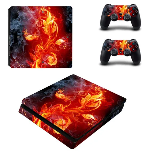 Красный Синий, белый, серебристый металл PS4 тонкий стикер кожи для sony playstation 4 консоль и контроллеры PS4 тонкий стикер кожи наклейка - Цвет: Красный