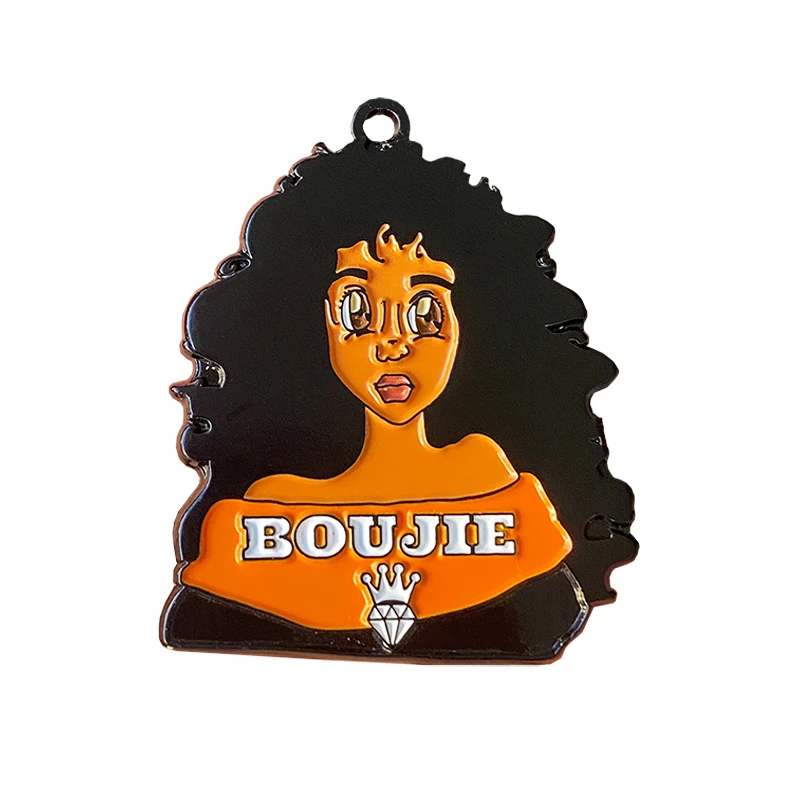 

Custom orange fashion butterfly lady Lapel Pin Wholesale Manufacturer high quality black nickel soft enamel Zinc Alloy Badge