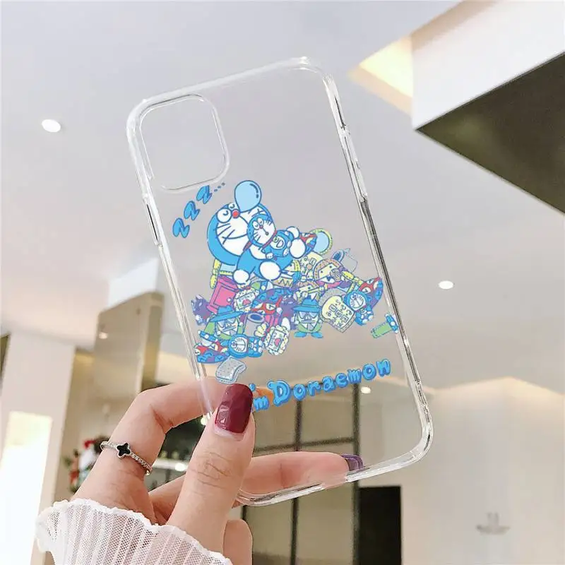 

Doraemon anime robot lovely cat Phone Case Transparent for iPhone 7 8 11 12 s mini pro X XS XR MAX Plus cover funda shell