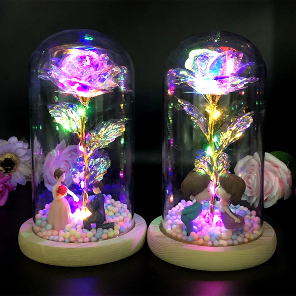 Светодиодная подсветка сказочный свет Красавица и чудовище красная роза в