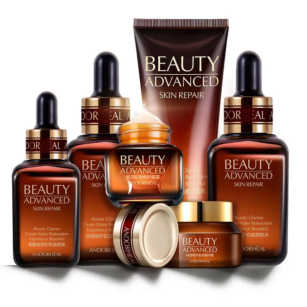 Niacinamide Essence 6Pcs Face Skin Care Kits Anti-aging Anti-wrinkle Moisturizing Whitening Face Tonic Cream Beauty Products