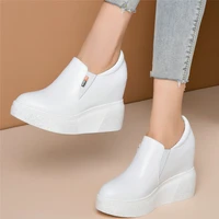 2021 casual shoes women genuine leather wedges high heel pumps shoes female round toe platform oxfords shoes fashion sneakers