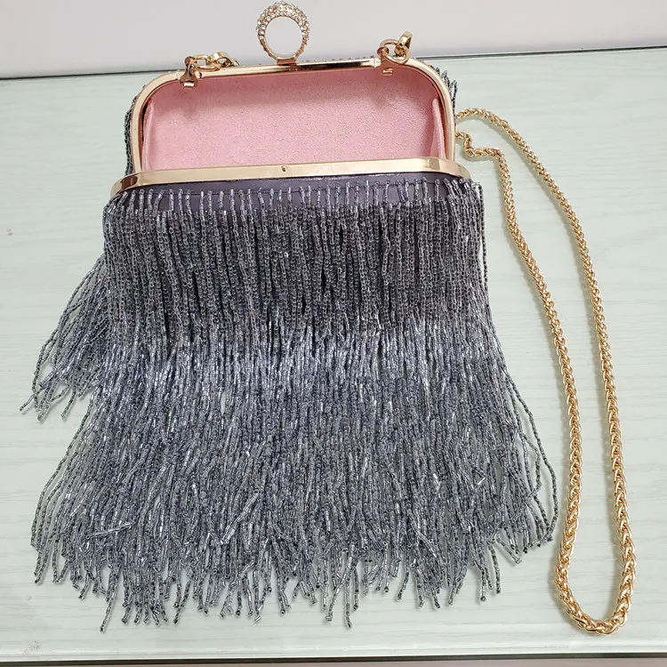 Women Tassel Fashion Ladies Clutch Bag Shoulder Handbags Female Party Wedding Evening Bag For Phone Purse