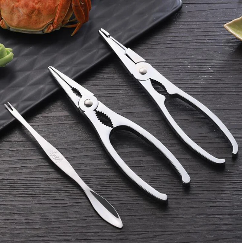 

Seafood Tool Sets Crab Pliers Needle Set Zinc Alloy Crab Peel Shrimp Lobster Clamp Pliers Clip Pick Set Kitchen Tool Supplies