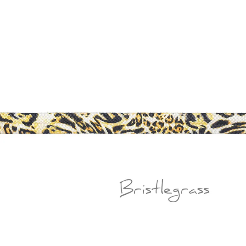 Brown Leopard BRISTLEGRASS 2 ярда 5/" 1,5 см Сова Фламинго цветочный принт враг складной над эластичными повязка из спандекса волос галстук платье с повязкой швейная отделка - Цвет: Brown Leopard