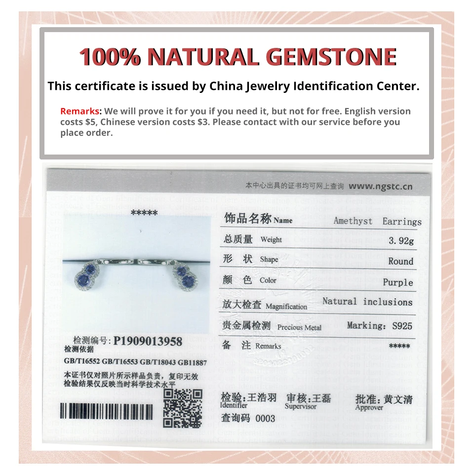 

Hutang 1.36ct Natural Amethyst Gourd Drop Earrings Solid 925 Sterling Silver Fine Elegant Cubic Zirconia Jewelry for Women's New