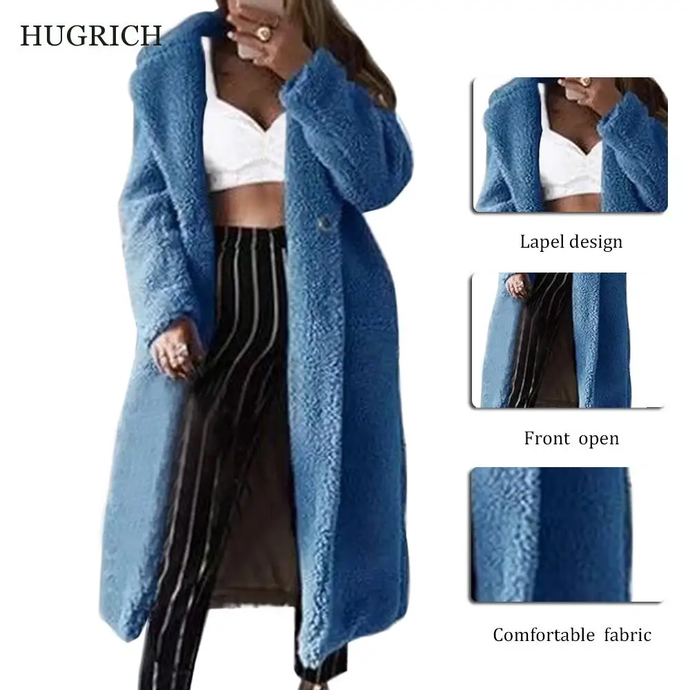 

Women 2020 Autumn Winter Fur Casual Loose Solid Long Teddy Coat Female Vintage Thick Faux Fur Jackets Plush Overcoat