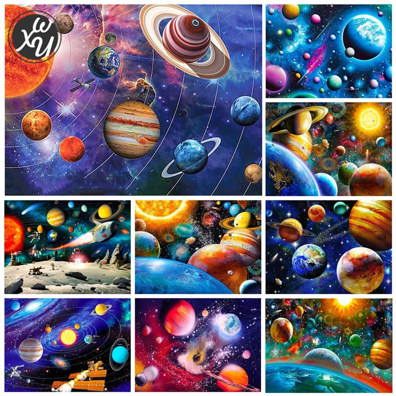 

WEIWEI Full Diamond Painting Planet Handmade Diamond Embroidery Mosaic Art Cosmic System Art Kits for Home Decor Handicraft Gift