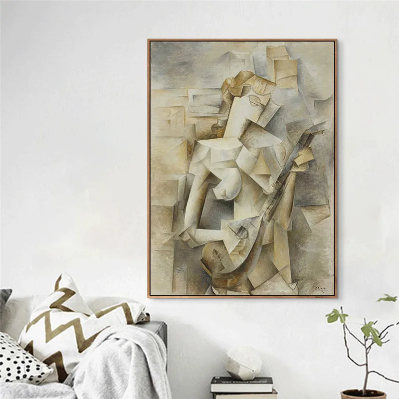 Девушка с мандолином 1910 Пикассо плакаты и принты картина маслом на холсте