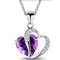 2021 sell like hot cakes 6 colors top class lady fashion heart pendant necklace crystal jewelry new girls