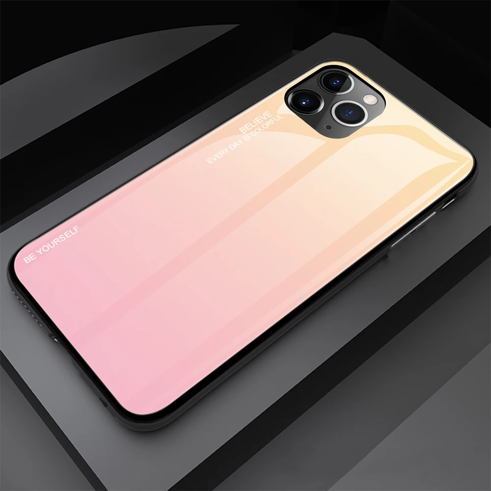 01 Чехол с градиентным рисунком для iPhone 11, чехол из закаленного стекла для iPhone 11 Pro Max, чехол для iPhone Xs Max XR XS 7 8 Plus 11 Pro - Цвет: 01