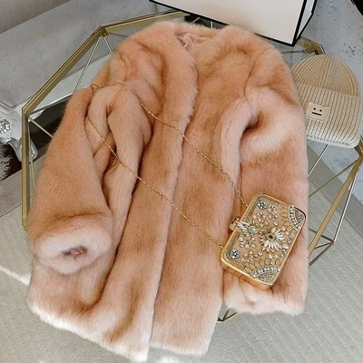 MESHARE New Style High-end Fashion Women Faux Fur Coat S1