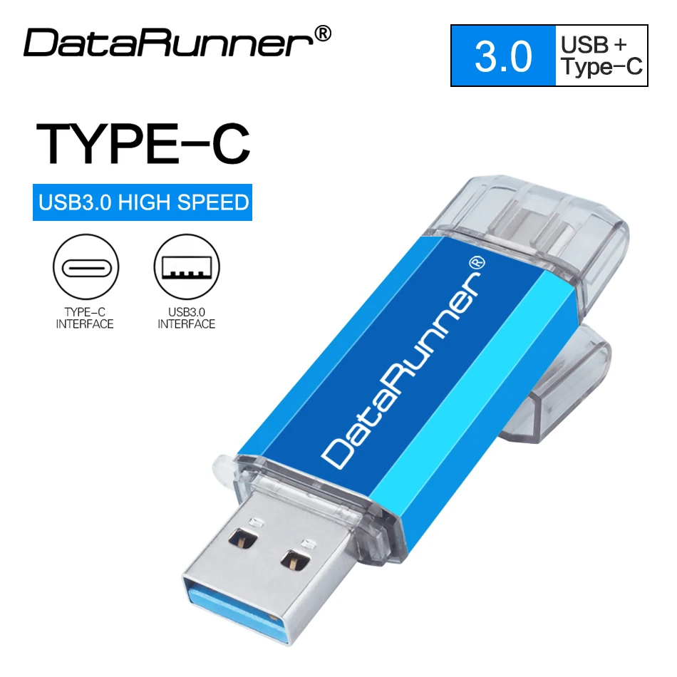 Новый usb флеш накопитель DataRunner 3 0 type C 128 ГБ OTG 32 64 256 флешка 512 USB для мобильных