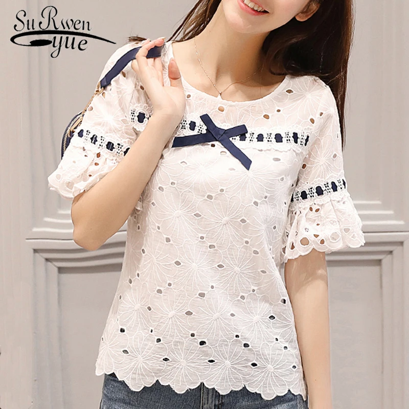 Женские топы и блузки модные женские с коротким рукавом 2021 Женская ажурная