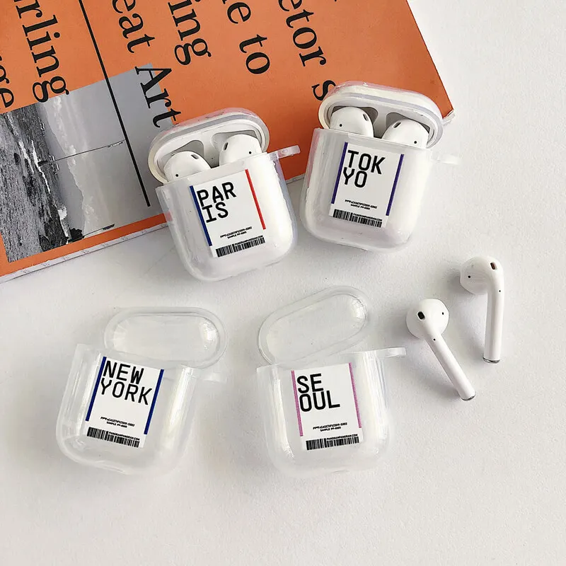 Чехол для наушников в стиле Нью-Йорка с этикеткой штрих-кода airpods мягкий