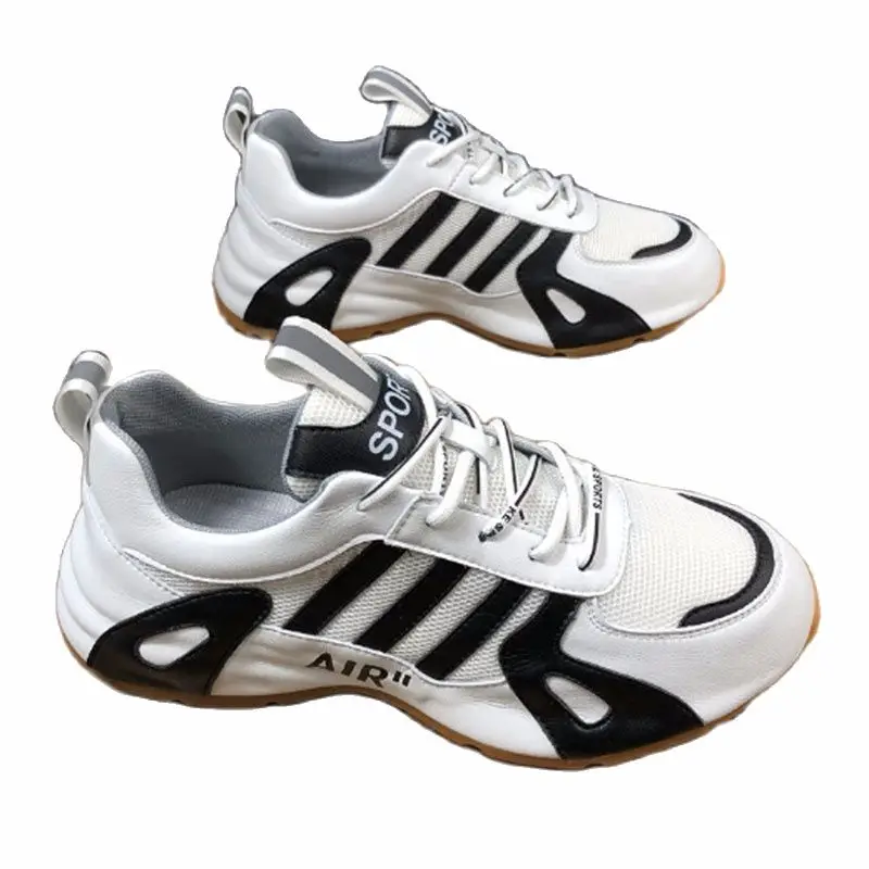 

2022 new men's leather mesh casual shoes summer breathable sports shoes fashion leisure mountaineering small white men's shoes