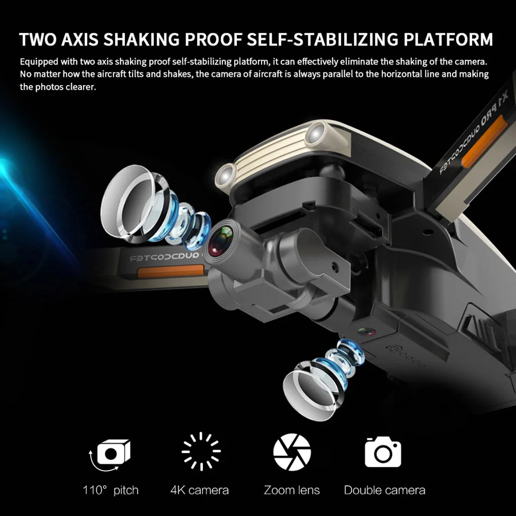 Складной Дрон X1 PRO с GPS 4k Wi Fi FPV HD камера для селфи двухосевой механический