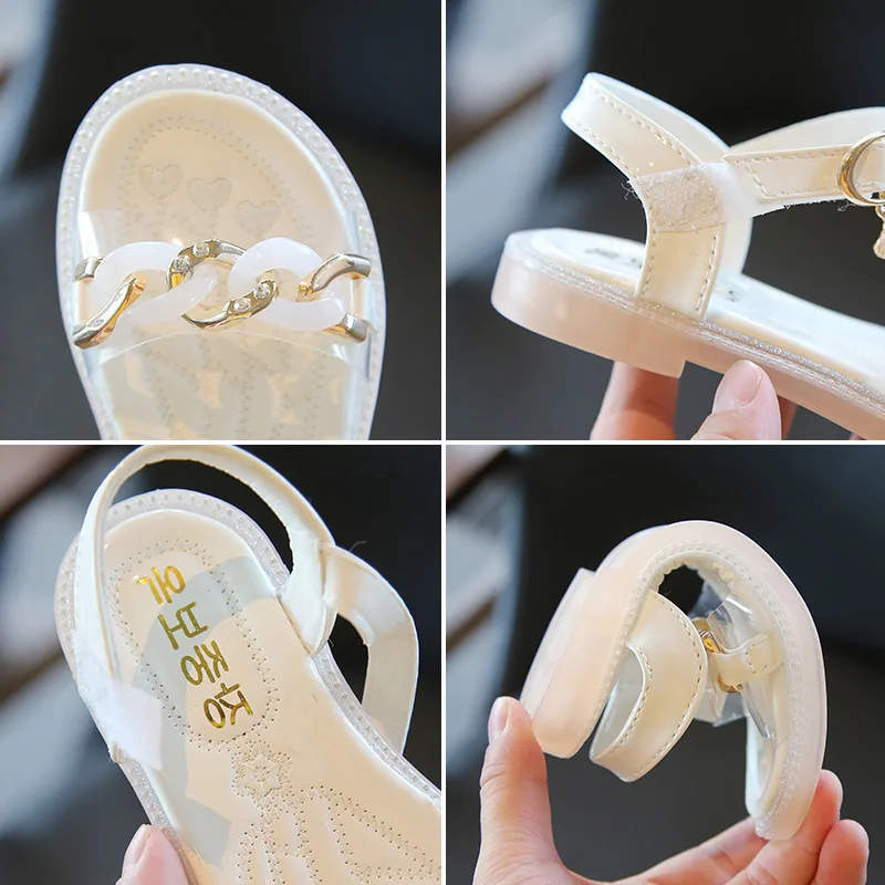 

Summer Children Girls Sandals Bring PU Beautiful Flats Kids Sandalias 5-10 Years GIRL Shoes NEW Arrival Pink/White SJK68