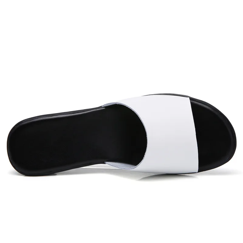 Летние шлепанцы на танкетке Тапочки для ванной из натуральной кожи sapato feminino