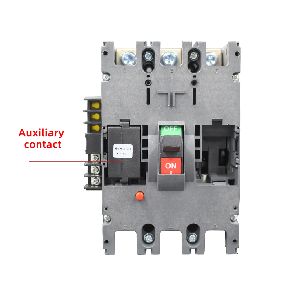 100A-250A 400V MCCB Molded case circuit breaker with convenient module box already installed shunt release or Auxiliary contact on.МСАВ 100А-250А 400В АВТ-автоматический выключатель с корпусом из формованной массы и удобным модульным ящиком, уже установле