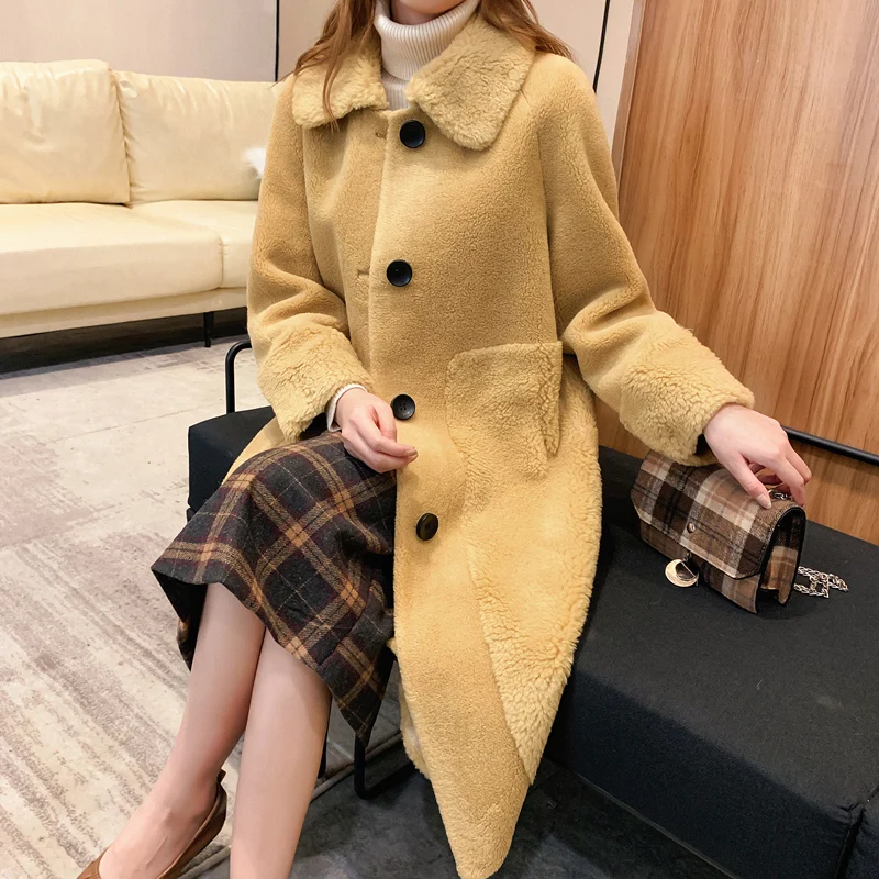 Женское длинное кашемировое меховое пальто стильная теплая кашемировая куртка с