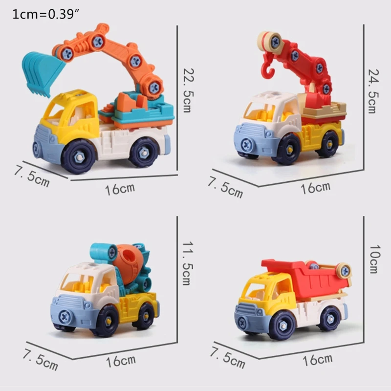 

Children DIY Assembly Car Engineering Building Block Educational Toys 360Rotation Vehicle, Anti-collision Design
