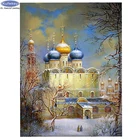 Картина из страз, мозаика из страз, Снежная сцена, религиозный замок, сделай сам, алмазная живопись, полная квадратная, круглая, смола, 5D алмазная вышивка