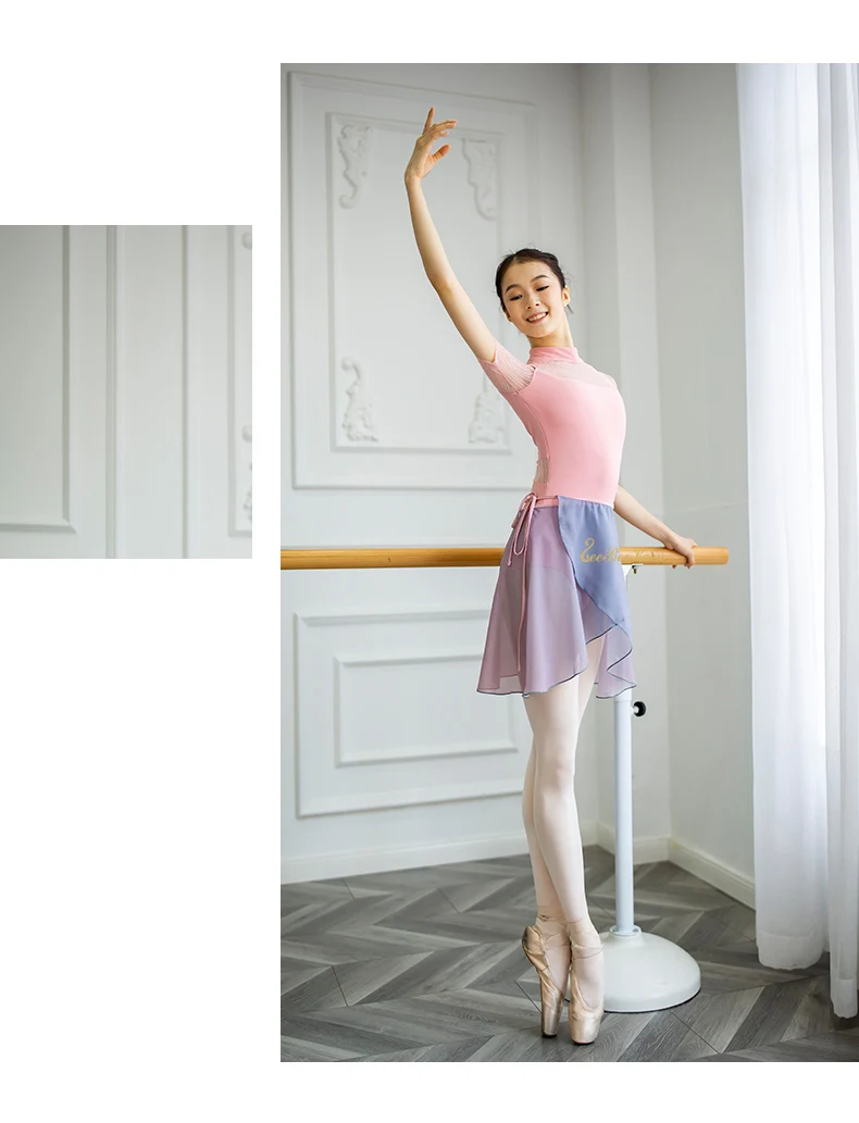 Ballerina Chiffon Dance Yoga Practice Skirt Women short Gradient Skirt Teachers Gymnastics Ballet Wrap skirt Ballet Dance Skirt
