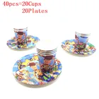 20 шт.40 шт., бумажные чашки и тарелки для детского дня рождения