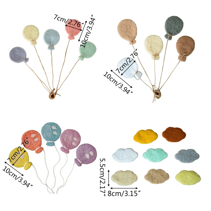 Globo de fieltro de lana para beb&eacute;, decoraciones de nubes, accesorios para fotograf&iacute;a infantil-5