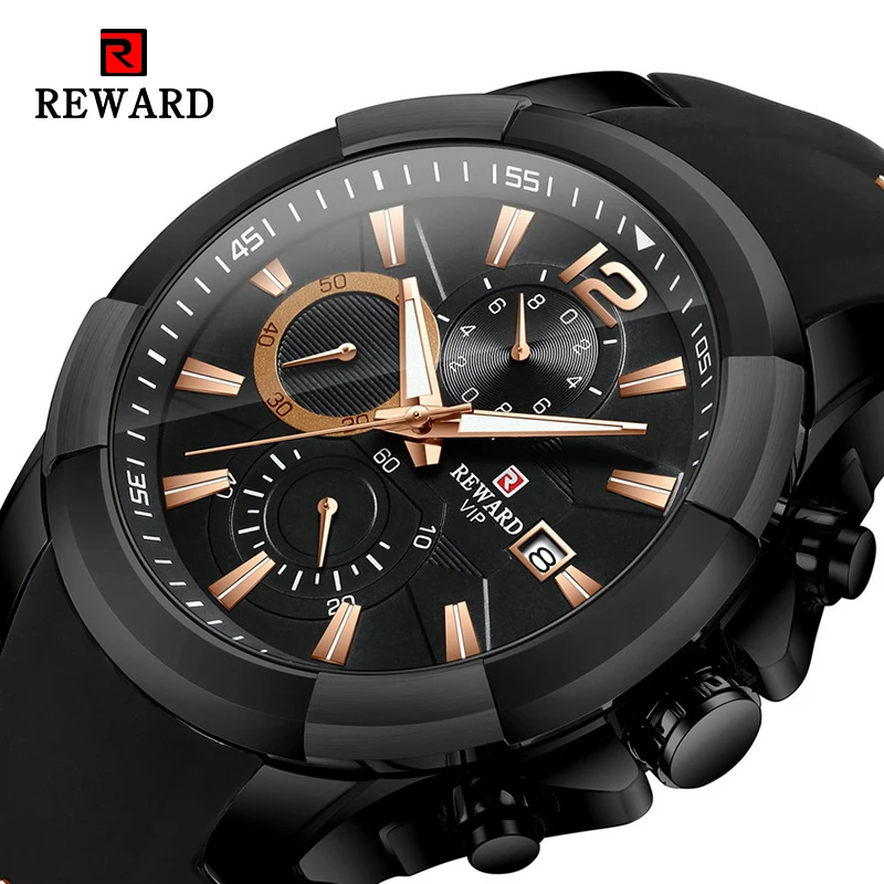 Часы наградные Мужские кварцевые с большим циферблатом Спортивные Светящиеся силиконовым ремешком дисплей
