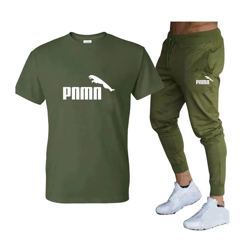 

Men's Casual Tracksuit Summer Clothes Sportswear Two Piece Set T Shirt Brand Track Clothing Male Sweatsuit Sports Suits S-3XL