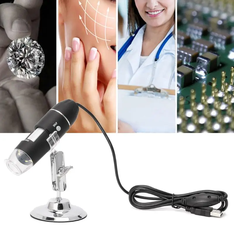 

1600X USB Digital Microscope Camera Endoscope 8LED Magnifier with Hold Stand 23GB
