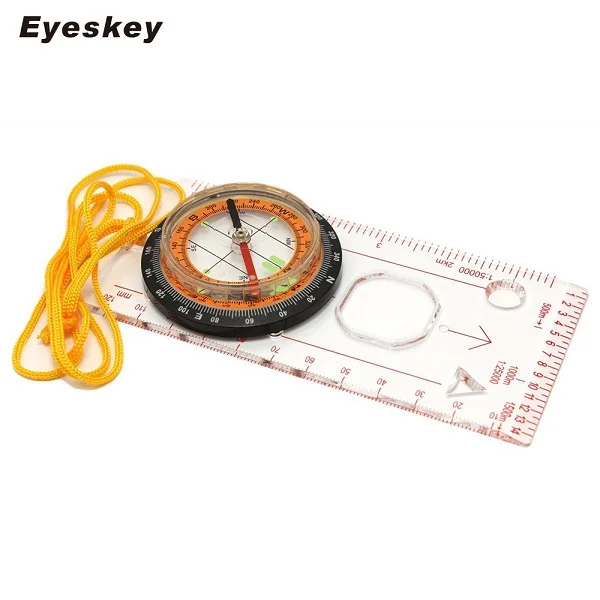 Eyeskey открытый кемпинг компас направленная кросс-кантри гонки туристический компас Baseplate с линейкой карта весы Ночная bussola - Цвет: Оранжевый